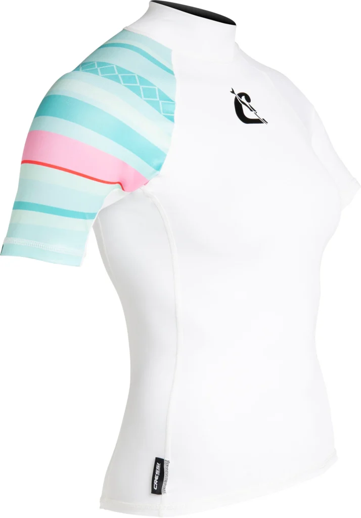 Cressi Shield Rashguard Shirt Lady Kurzarm in White / Aquamarine