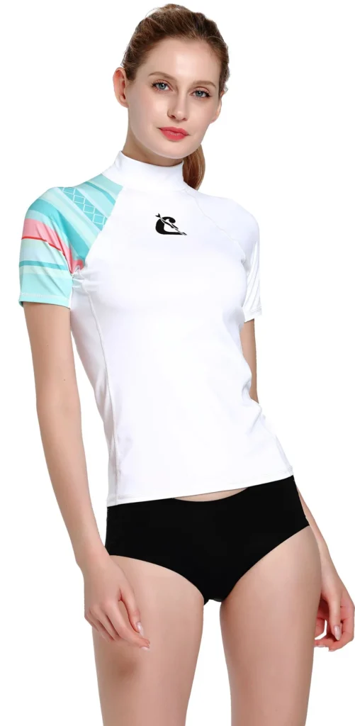 Cressi Shield Rashguard Shirt Lady Kurzarm in White / Aquamarine