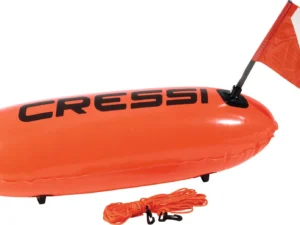 Orange Cressi Torpedo-Boje mit Flaggenmastbefestigung und Ösen