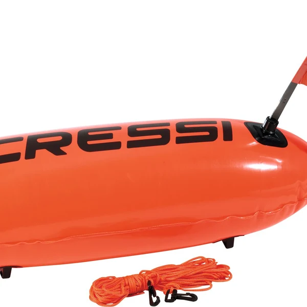 Orange Cressi Torpedo-Boje mit Flaggenmastbefestigung und Ösen