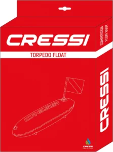 Orange Cressi Torpedo-Boje mit Flaggenmastbefestigung und Ösen
