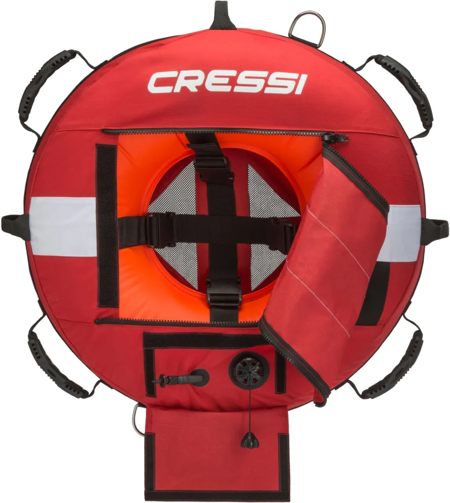 Rote Cressi Freediving Buoy Trainingsboje mit integrierter Flagge