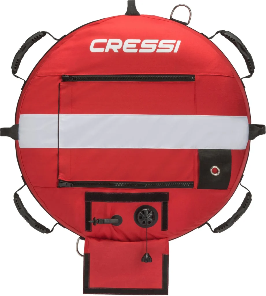 Rote Cressi Freediving Buoy Trainingsboje mit integrierter Flagge