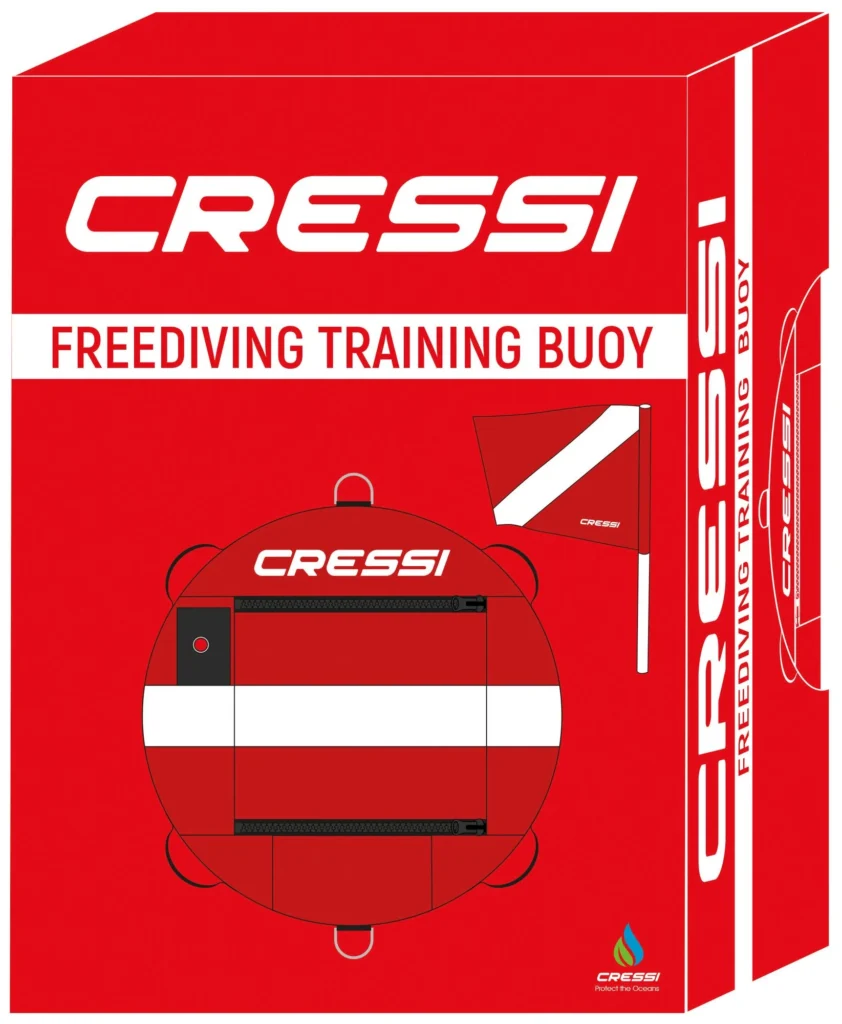 Rote Cressi Freediving Buoy Trainingsboje mit integrierter Flagge